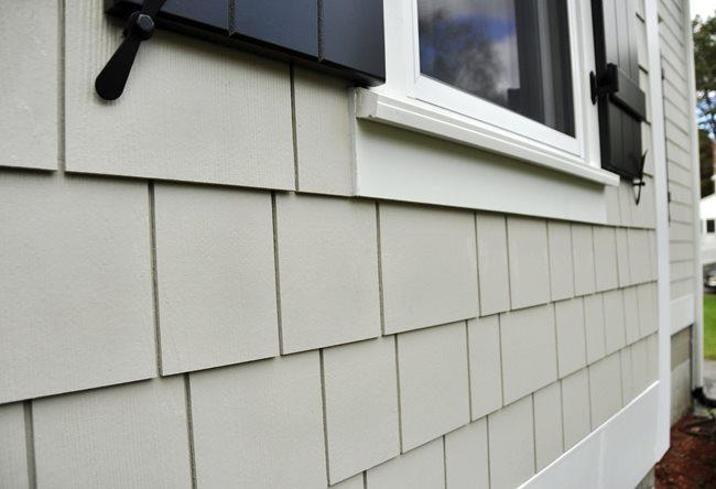 Hardie shingle siding on house exterior